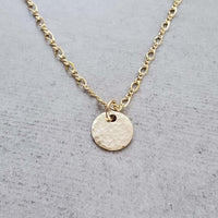 14k Gold Fill Hammered Disk Necklace