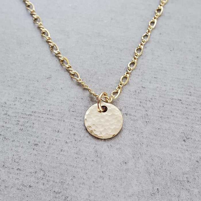 14k Gold Fill Hammered Disk Necklace