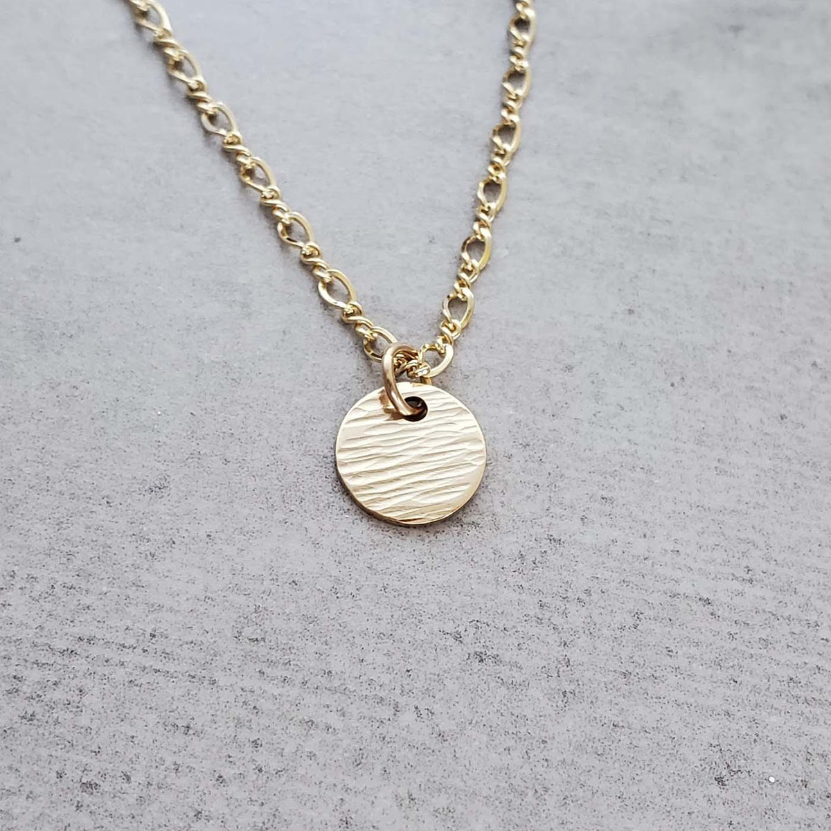 14k Gold Fill Hammered Disk Necklace