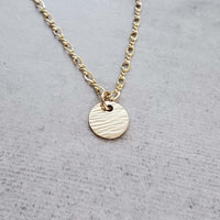 14k Gold Fill Hammered Disk Necklace