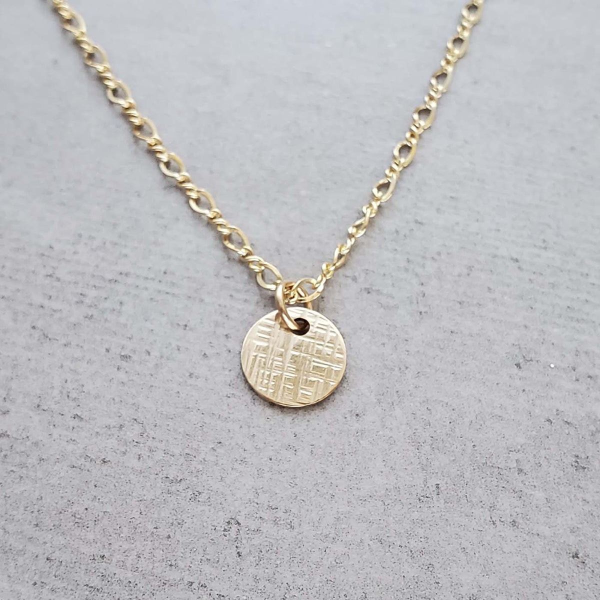 14k Gold Fill Hammered Disk Necklace