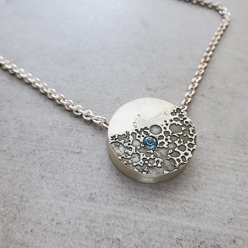 S1NIST0R Beer Speak Sterling Silver Necklace with Blue Topaz