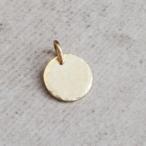 Solid 14k Gold Hammered Disk Necklace