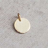 Solid 14k Gold Hammered Disk Necklace