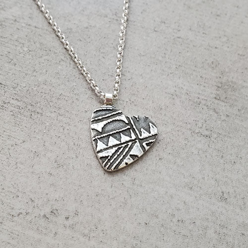 Hawaiian Tribal Print Heart Necklace