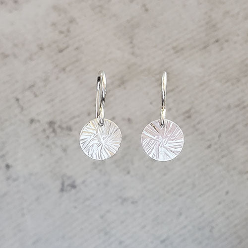 Sterling Silver Hammered Disk Earrings