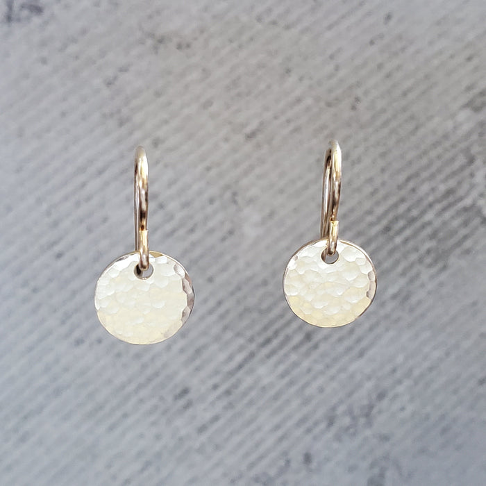 14k Gold Fill Hammered Disk Earrings