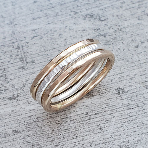 2 14k Gold Fill & 1 Fine Silver Stacking Rings