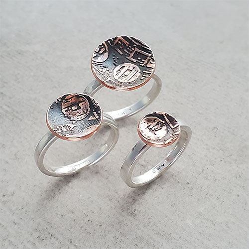 Sterling and Copper Disk Rings